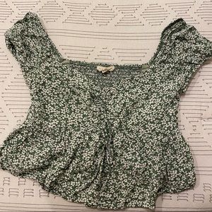 pacsun blouse with green floral pattern